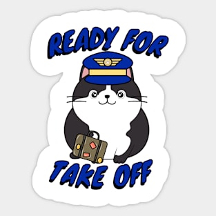 Funny Pilot fat cat Sticker